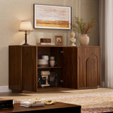 65.7"W Modern Sideboard Cabinet TV Stand Arched Decorative Cabinet with Adjustable Shelves, Entryway Buffet Cabinet