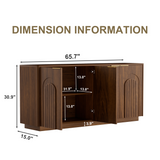 65.7"W Modern Sideboard Cabinet TV Stand Arched Decorative Cabinet with Adjustable Shelves, Entryway Buffet Cabinet