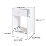 Modern Nightstand with Drawer&Open Shelf, Scalloped Edge Sofa Side Table End Table Kids Bed Beside Table, White