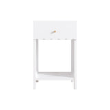 Modern Nightstand with Drawer&Open Shelf, Scalloped Edge Sofa Side Table End Table Kids Bed Beside Table, White