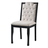 6pcs Dining Table Set for 6, Kitchen Dining Set with 4 High-Back Tufted Padded Dining Chairs & Bench, Black