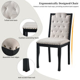 6pcs Dining Table Set for 6, Kitchen Dining Set with 4 High-Back Tufted Padded Dining Chairs & Bench, Black