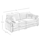 Cozy Loveseat Sofa with 4 Pillows & Double-layered Seat Cushions, Ergonomic Cloud Sofa Couch Upholstered 2-Seat Sofa, Beige