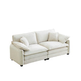 Cozy Loveseat Sofa with 4 Pillows & Double-layered Seat Cushions, Ergonomic Cloud Sofa Couch Upholstered 2-Seat Sofa, Beige