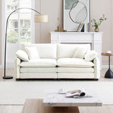 Cozy Loveseat Sofa with 4 Pillows & Double-layered Seat Cushions, Ergonomic Cloud Sofa Couch Upholstered 2-Seat Sofa, Beige