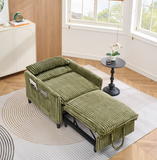 3-in-1 Convertible Corduroy Sofa Chair Bed with Adjustable Backrest and Storage Pockets, Pull Out Sleeper for Small Spaces