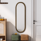 Iron Art Retro Oval Mirror, Antique Effect Wall Hanging Mirror for Living Room/Bedroom/Entrance Decor