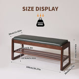 39.37" Faux Leather Upholstered Shoe Storage Bench with Hidden Lift Top Storage & Open Shelf for Entryway, Bedroom