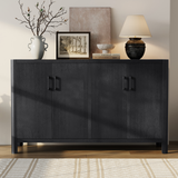 Farmhouse Sideboard 4-Door Storage Cabinet with Distressed Finish, Rustic Accent Cabinet