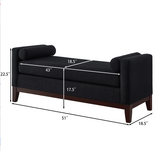 Elegant Upholstered Ottoman Bench with Pillows, Mid-Century Modern Window Seat, Bed End Ottoman with Solid Wood Legs