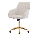 Adjustable Height Home Office Chair, Ergonomic Swivel Chair with Gold Legs & Wheels for Bedroom, Living Room, Studying Room