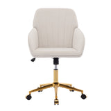 Adjustable Height Home Office Chair, Ergonomic Swivel Chair with Gold Legs & Wheels for Bedroom, Living Room, Studying Room