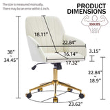 Adjustable Height Home Office Chair, Ergonomic Swivel Chair with Gold Legs & Wheels for Bedroom, Living Room, Studying Room