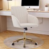 Adjustable Height Home Office Chair, Ergonomic Swivel Chair with Gold Legs & Wheels for Bedroom, Living Room, Studying Room
