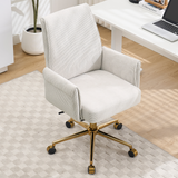 Swivel Corduroy Ergonomic Office Chair, Adjustable Height Desk Chair with Wheels & High Back for Home Office, Bedroom