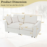 Modern Modular Sofa, Chenille Upholstered Sofa Couch with Accent Pillow, Loveseat Sofa