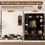 All-in-1 Hall Tree Entryway Bench Mudroom Coat Closet Shoe Storage Cabinet with Hooks, Shoe Rack & Display Cubbies, Black