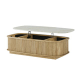 Oval Coffee Table with Hidden Storage & Lift-Top, Wood Center Table Storage Sofa Side Table for Living Room Home Office, Oak