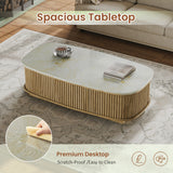 Oval Coffee Table with Hidden Storage & Lift-Top, Wood Center Table Storage Sofa Side Table for Living Room Home Office, Oak
