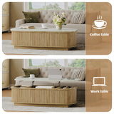 Oval Coffee Table with Hidden Storage & Lift-Top, Wood Center Table Storage Sofa Side Table for Living Room Home Office, Oak
