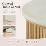 Oval Coffee Table with Hidden Storage & Lift-Top, Wood Center Table Storage Sofa Side Table for Living Room Home Office, Oak