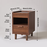 2 PCS Fluted Wood Nightstands, Side End Tables with 2 Drawers & Open Storage Shelf for Bedroom, Living Room