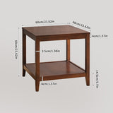 2-Tier Square End Table, 23.62" Solid Wood Side Table with Open Storage Shelf for Living Room, Bedroom, Small Coffee Table