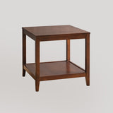 2-Tier Square End Table, 23.62" Solid Wood Side Table with Open Storage Shelf for Living Room, Bedroom, Small Coffee Table