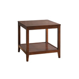 2-Tier Square End Table, 23.62" Solid Wood Side Table with Open Storage Shelf for Living Room, Bedroom, Small Coffee Table