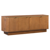 Fluted Wood TV Stand for TVs up to 70", Media TV Console with Adjustable Shelves & Cable Holes, Entertainment Center for Living Room