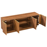 Fluted Wood TV Stand for TVs up to 70", Media TV Console with Adjustable Shelves & Cable Holes, Entertainment Center for Living Room