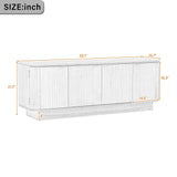 Fluted Wood TV Stand for TVs up to 70", Media TV Console with Adjustable Shelves & Cable Holes, Entertainment Center for Living Room