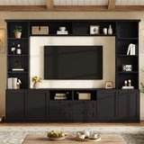 TV Stand with Bridge for TVs up to 70", TV Entertainment Center with Drawers, Cabinets, Fixed & Adjustable Shelves for Living Room
