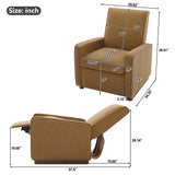 PU Manual Recliner Chair, Accent Chair Armchair with Adjustable Backrest & Rubber Wood Legs for Living Room, Bedroom, Office