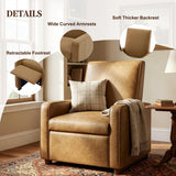 PU Manual Recliner Chair, Accent Chair Armchair with Adjustable Backrest & Rubber Wood Legs for Living Room, Bedroom, Office