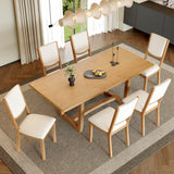 7-Piece Expandable Dining Table Set for 6, Large Family Kitchen Table with 6 Upholstered Dining Chairs, Natural