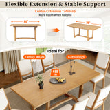 7-Piece Expandable Dining Table Set for 6, Large Family Kitchen Table with 6 Upholstered Dining Chairs, Natural