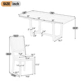 7-Piece Expandable Dining Table Set for 6, Large Family Kitchen Table with 6 Upholstered Dining Chairs, Natural