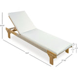 Outdoor Chaise Lounge with Rope Accent Acacia Wood Frame, Beige Cushion & 5-Position Adjustable Backrest for Patio, Poolside, Deck