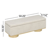 50.2" Upholstered Storage Bench, End of Bed Entryway Bench Ottoman with Round Legs for Bedroom, Living Room
