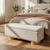 50.2" Upholstered Storage Bench, End of Bed Entryway Bench Ottoman with Round Legs for Bedroom, Living Room