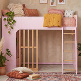 Twin Loft Bed Frame with Storage Shelves & Under-Bed Drawer, Wooden High Sleeper Bed with Ladder & Guardrails