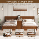 Double Twin Size Platform Bed Frame with Flexible‑Install Storage Desk for Kids/Teens/Adults
