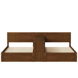 Double Twin Size Platform Bed Frame with Flexible‑Install Storage Desk for Kids/Teens/Adults