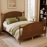Farmhouse Wood Queen Size Platform Bed Frame with Arched Headboard & Footboard, Spindle Posts for Kids/Teens/Adults