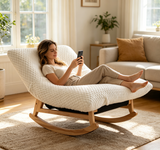 Nursery Rocking Chair with Rubberwood Frame, Bean Bag Sofa Rocker Upholstered Accent Chair, Armless Lazy Sofa Lounge Chair