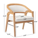 Set of 2 Upholstered Accent Dining Chairs, Rubber Wood Frame Curved Armrest Side Chair for Living Room, Dining Room, Kitchen