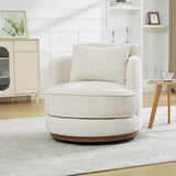 360° Swivel Barrel Chair with Lumbar Pillows, Upholstered Round Accent Chair Ergonomic Armchair Comfy Reading Chair, Beige