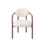 Set of 2 Upholstered Dining Chairs, ArmChairs with Wood‑Grain Hot‑Transfer Metal Frame for Dining Room, Kitchen, Office