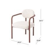 Set of 2 Upholstered Dining Chairs, ArmChairs with Wood‑Grain Hot‑Transfer Metal Frame for Dining Room, Kitchen, Office